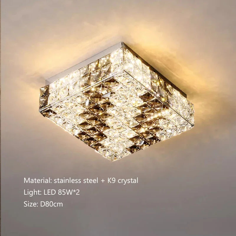 Élodie Modern Luxury K9 Crystal LED Ceiling Lamp For Living Dining Bedroom Home Interior Light
