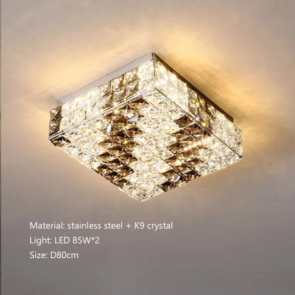 Élodie Modern Luxury K9 Crystal LED Ceiling Lamp For Living Dining Bedroom Home Interior Light