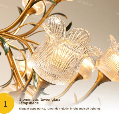 Élise French Retro Crystal Cream Flush Pendant Light