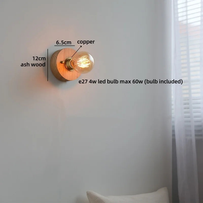 Sakura White Ceramic Walnut Wood LED Wall Lamp Japan Style