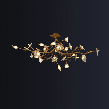 Élise Postmodern Copper Crystal Flower Chandelier Ceiling Light