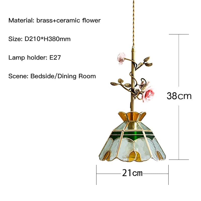 Élise Vintage French Rose Copper Pendant Ceiling Light