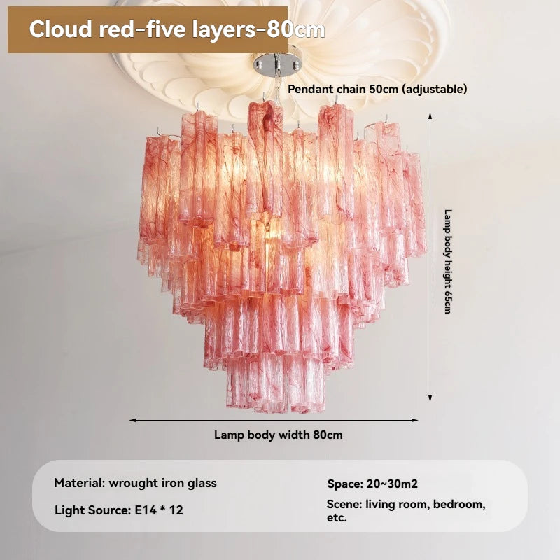 Camille Murano Glass Round Crystal Pendant Light Vintage Ceiling Lamp