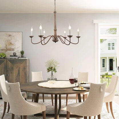 Amélie Rustic Solid Wood Chandelier for Dining & Living Rooms