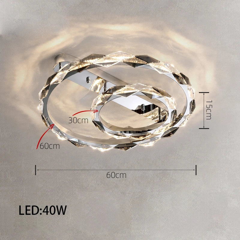 Élodie 2025 Modern Ring Crystal LED Dimmable Ceiling Chandelier Silver Decor Light