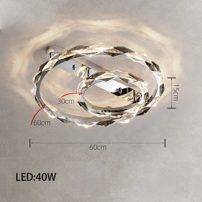 Élodie 2025 Modern Ring Crystal LED Dimmable Ceiling Chandelier Silver Decor Light