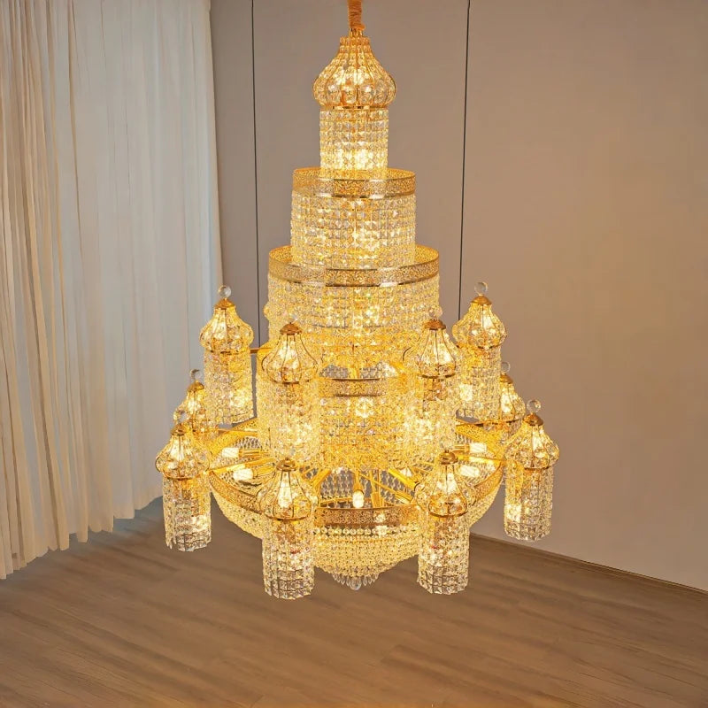 Isabelle Palace Crystal Chandelier Luxury Duplex Staircase Light