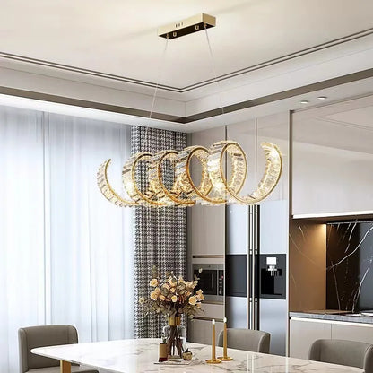 Valéria Spiral Crystal Gold LED Linear Chandelier