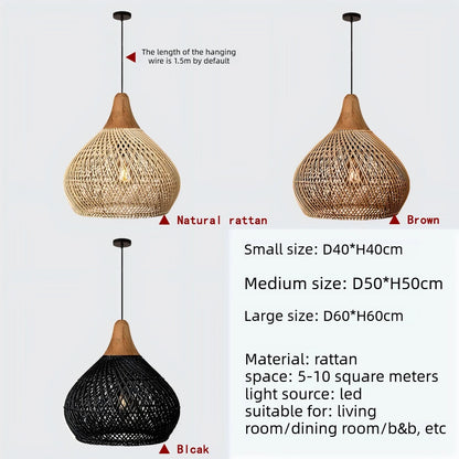 Sophie Wabi Sabi Rattan Pendant Lamp E27 Boho Dining Light