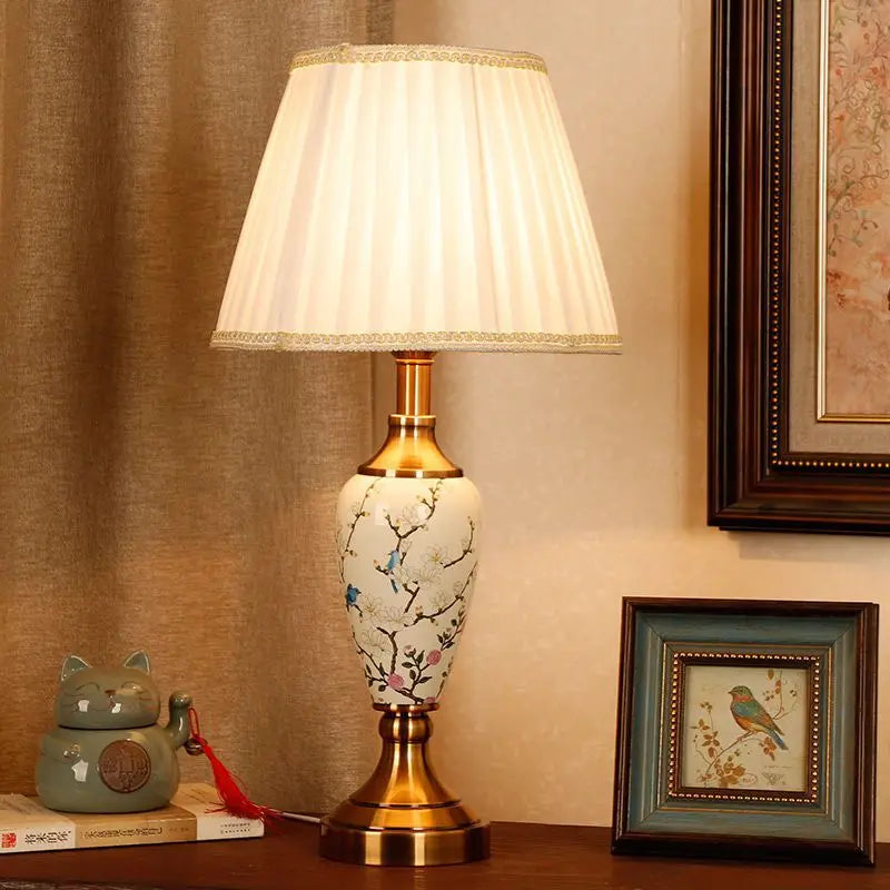 Élise European Retro Flower Ceramic LED Floor Lamp