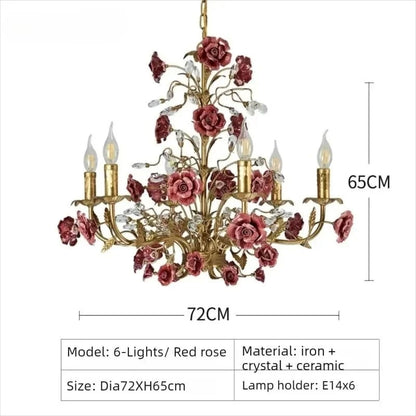 Chloé French Rose Gold Ceramic Flower 5-Light Pendant Lamp