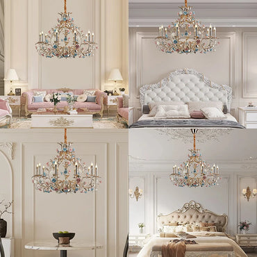 Camille European Floral Ceramic Rose LED Chandelier Modern Art Deco