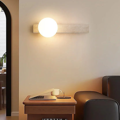 Élodie Travertine Glass Wall Sconce Lamp