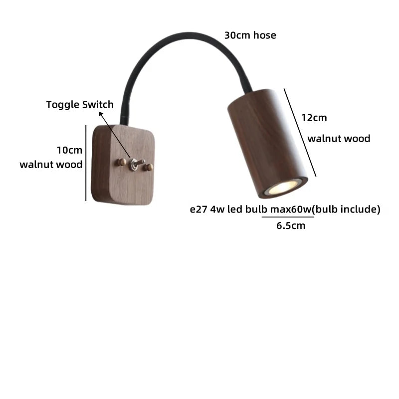 Élodie Walnut Wood LED Wall Lamp 30cm