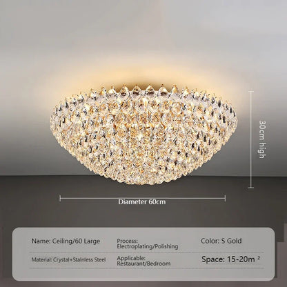 Luxury Round Golden Crystal Chandelier for Living Room & Bedroom