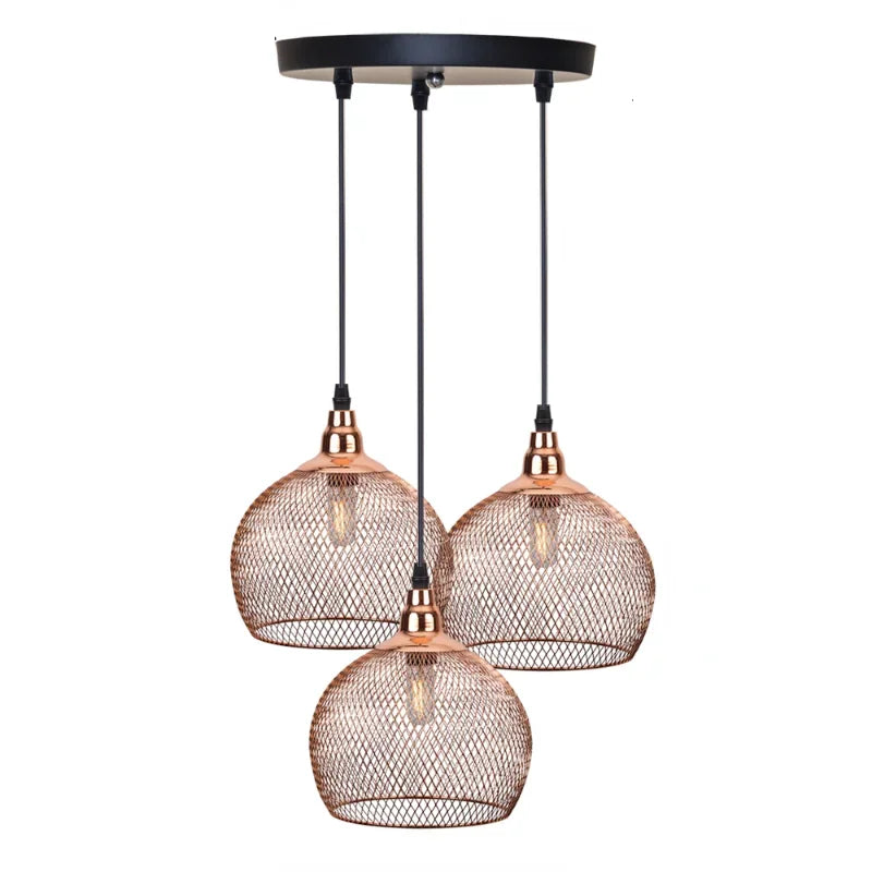 Élise Nordic Bird Cage Pendant Light E27 Rose Gold Retro Chandelier