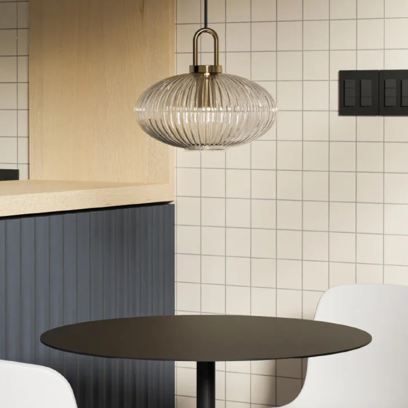 Inès Ribbed Glass Ridge Pendant