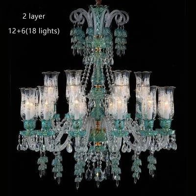 Long Clear Glass Chandelier for Living Room and Study Room