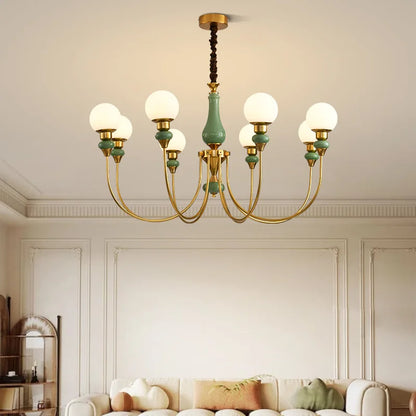 Geneviève Retro Gold Ceramic Chandelier