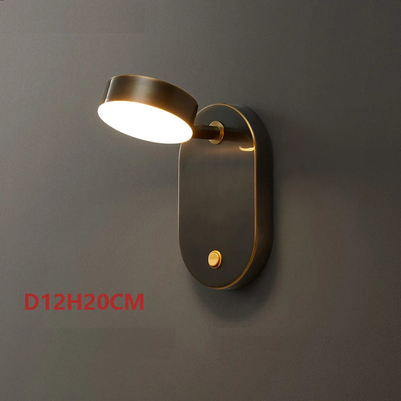 Camille Full Copper Rotating E27 Wall Reading Lamp With Switch