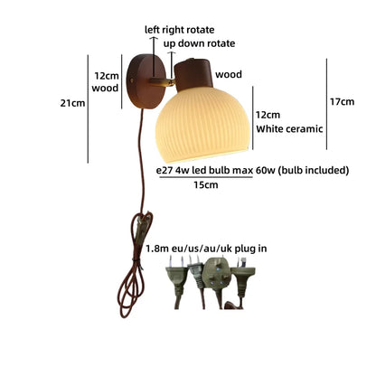 Élodie White Ceramic Iron LED Wall Lamp Switch Nordic