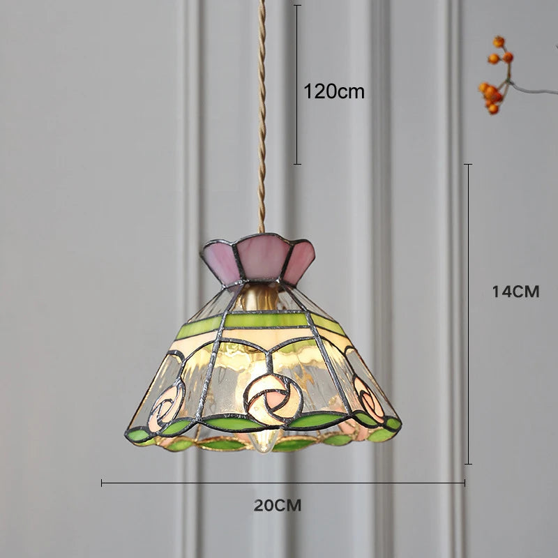Camille Retro Colorful Glass Pendant Chandelier E27 Light