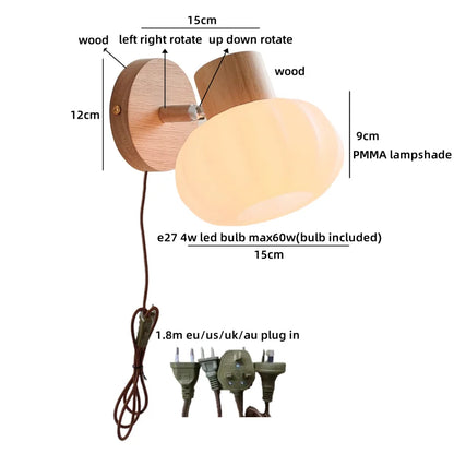Chloé Ceramic Wall Light with Wood Accent