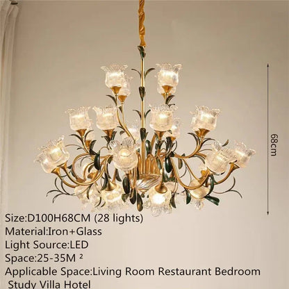 French Retro Crystal Pendant Light for Living Room and Restaurant