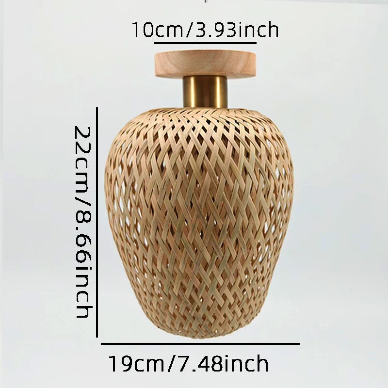Élise Rural Bamboo Lantern Pendant Light E27 Ceiling Wicker Lamp