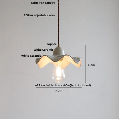 Élise Rose Flower Ceramic LED Pendant Lamp Nordic Wood
