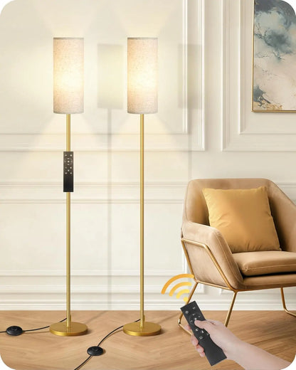 Sophie Modern Dimmable Dual Floor Lamp Set with Remote LED Standing Light