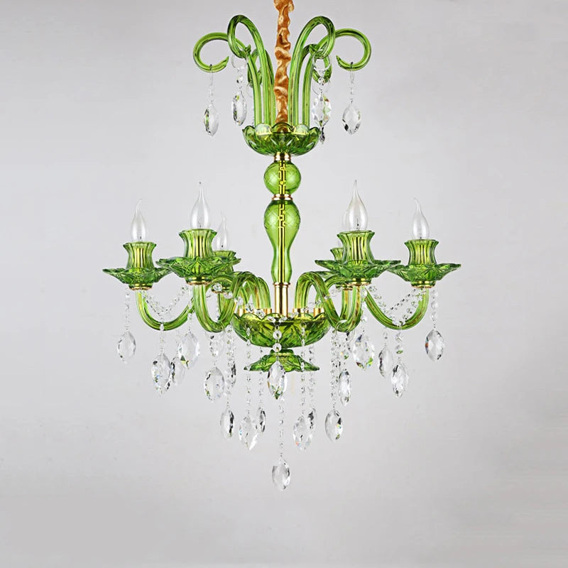 Modern Luxury Green Crystal Chandelier Wave Lotus Leaf Design LED Pendant Light for Bedroom Hotel Lobby Corridor And Restaurant