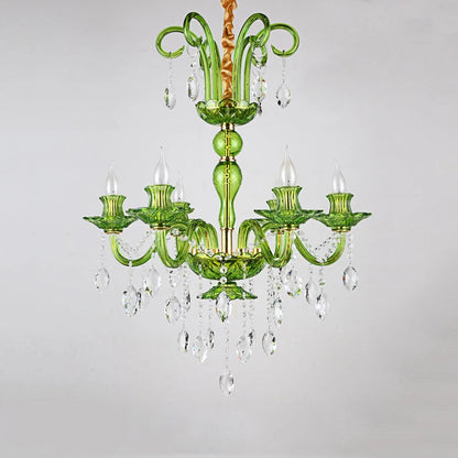 Modern Luxury Green Crystal Chandelier Wave Lotus Leaf Design LED Pendant Light for Bedroom Hotel Lobby Corridor And Restaurant