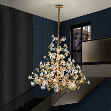 Solid Brass Branch Crystal Chandelier