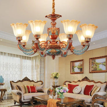 European Luxury Living Room Chandelier American Retro Restaurant  Villa Hotel Western Restaurant Cafe Pendent Lamp