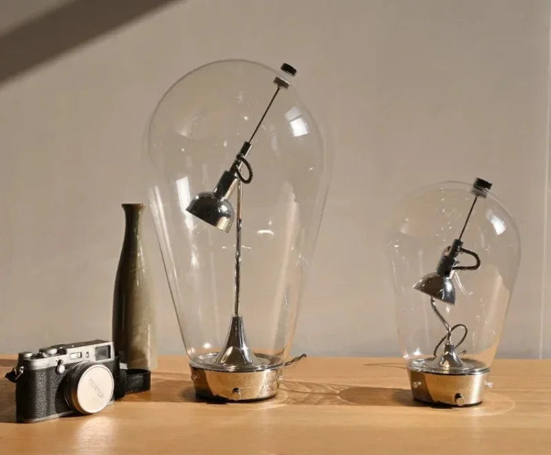 Adele Chrome Dimmable Glass Lamp
