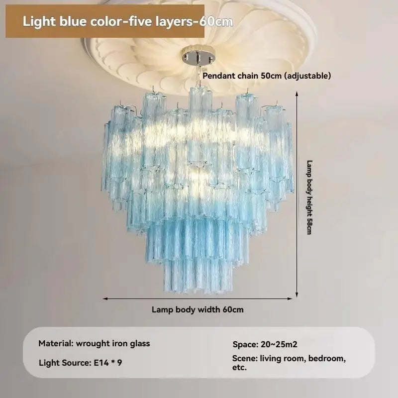 Camille Murano Glass Round Crystal Pendant Light Vintage Ceiling Lamp