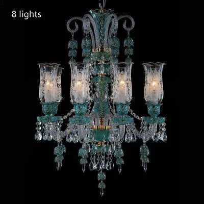 Long Clear Glass Chandelier for Living Room and Study Room
