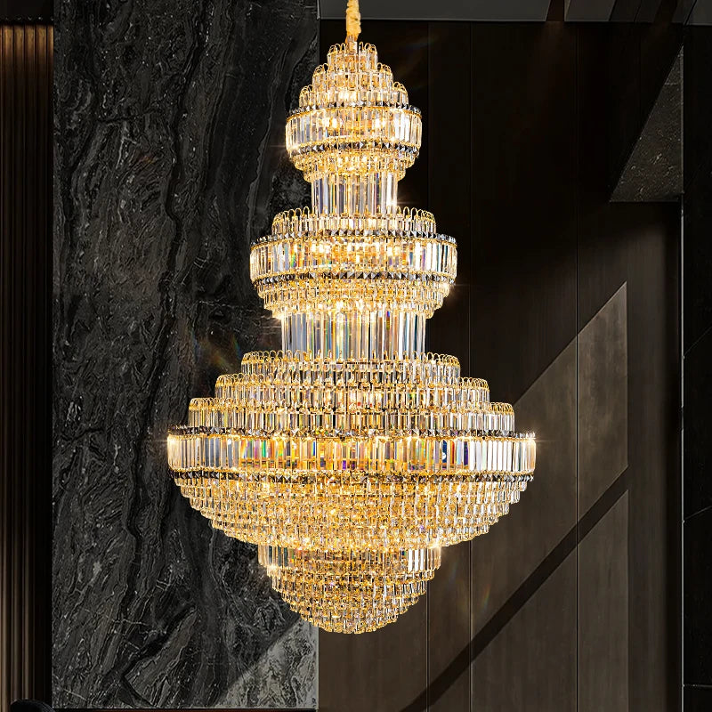 Luxury Hollow Crystal Pendant Chandelier for Villa and Hotel Lobby
