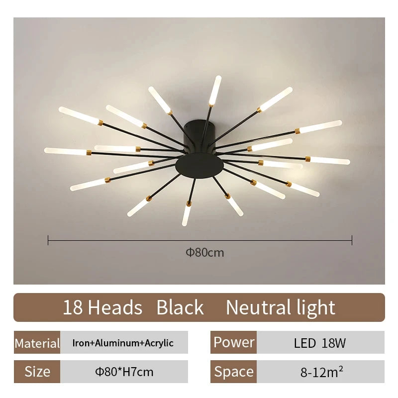 Celeste Nordic Fireworks LED Ceiling Chandelier for Modern Interiors