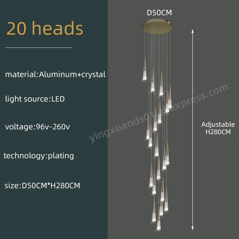 Vivienne Crystal Staircase Pendant Chandelier for Luxury Interiors