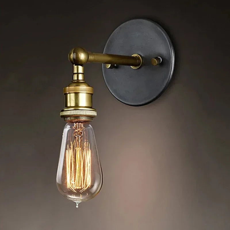 Élise Industrial Retro E27 Wall Lamp Black Gold Loft Sconce Light
