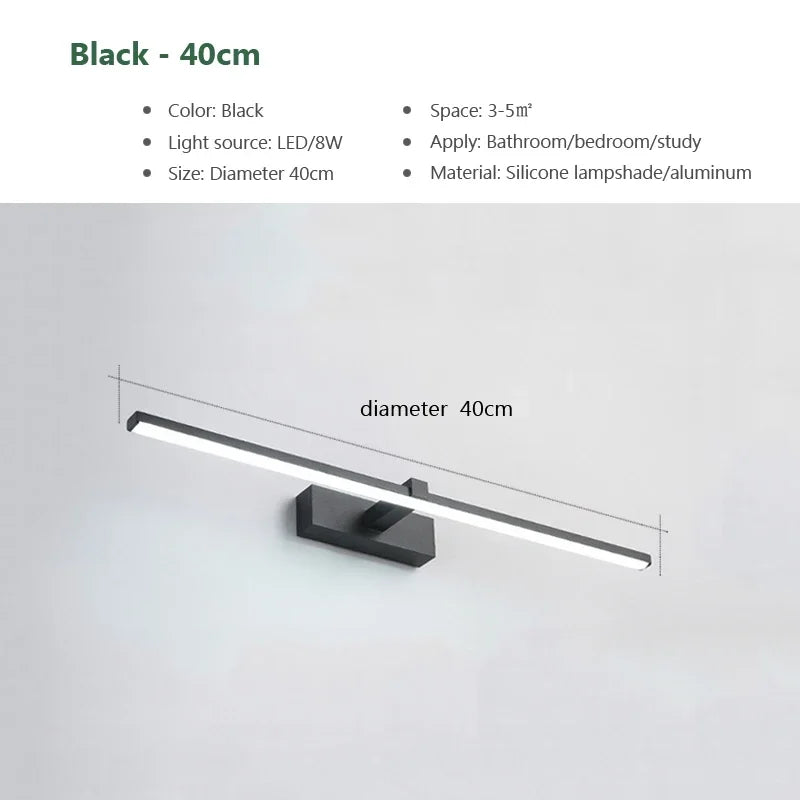 Élise Modern LED Bathroom Mirror Wall Lamp 3-Color Light