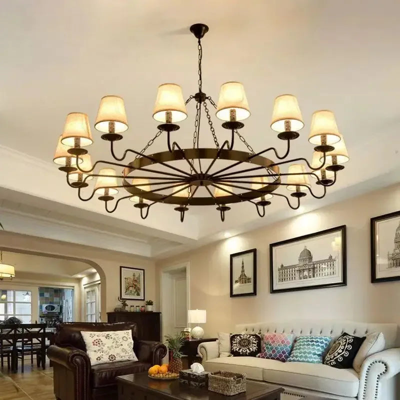 Camille Vintage Crystal Industrial Chandelier Ceiling Light