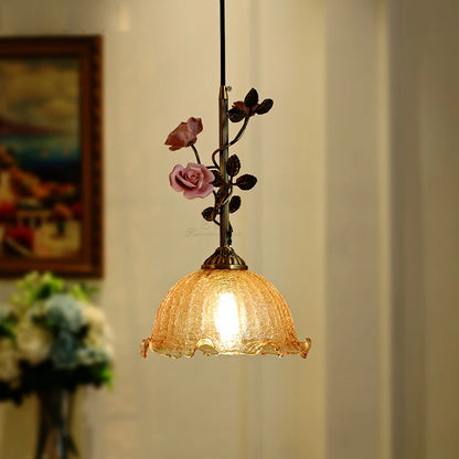 Élise Vintage French Rose Copper Pendant Ceiling Light