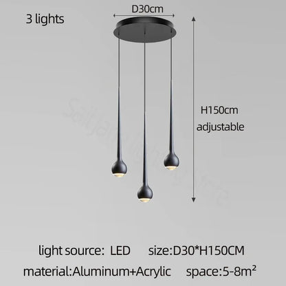 Amélie Modern Water Drop Staircase Crystal Pendant Lamp Luxury Bar Restaurant