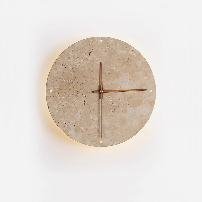Chloé Travertine Circular Wall Lamp clock Wabi Sabi Sconce Light