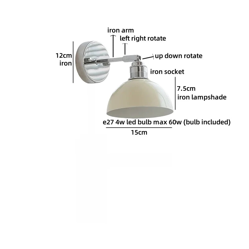 Clara Vintage Industrial Iron LED Wall Lamp Pull Chain