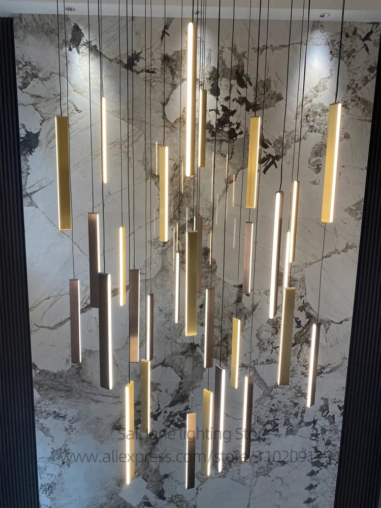 Élise Nordic Square LED Staircase Pendant Chandelier