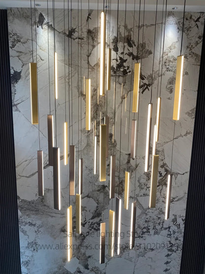 Élise Nordic Square LED Staircase Pendant Chandelier